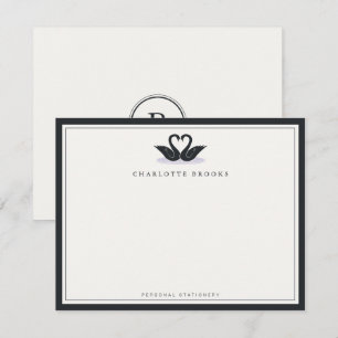 Cartão De Notas Elegância de Gravata Preta Cisne Minimalista Pesso