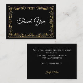 Cartão De Notas Elegant black and gold Gothic wedding Thank You
