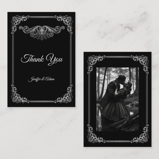 Cartão De Notas Elegant black and white Gothic  wedding (Frente/Verso)