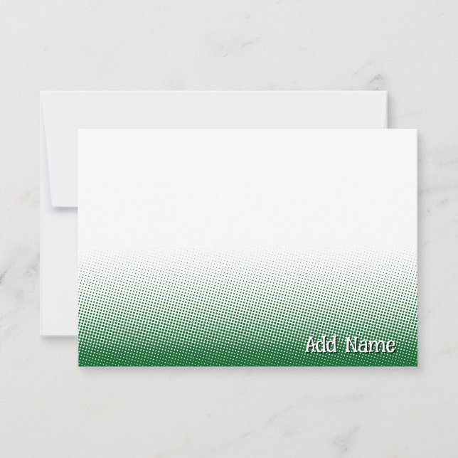 Cartão De Notas Elegant Blank All Occasion Custom Name Green White (Frente)