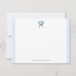 Cartão De Notas Elegant Blue Watercolor Hydrangea Flat Note Card
