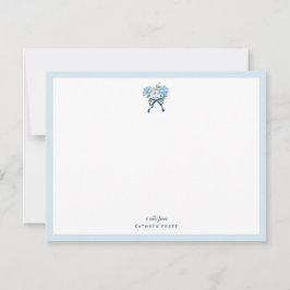 Cartão De Notas Elegant Blue Watercolor Hydrangea Flat Note Card