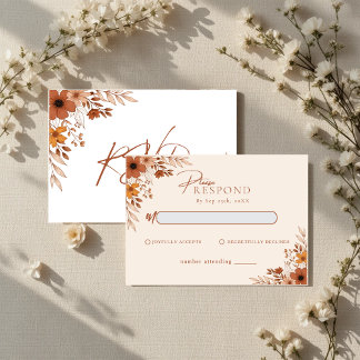 Cartão De Notas Elegant boho Floral Hand-Drawn  Wedding RSVP