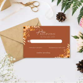 Cartão De Notas Elegant boho Floral Hand-Drawn Wedding RSVP