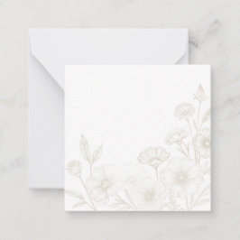 Cartão De Notas Elegant Boho Floral Line Art Frame Background