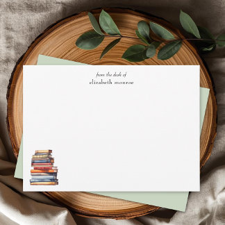 Cartão De Notas Elegant Book Lover's From The Desk Of Personalized