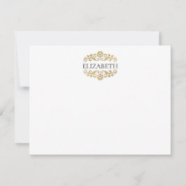 Cartão De Notas Elegant Chic Modern Monogram Black Gold 