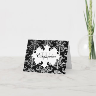 Cartão De Notas Elegant damask pattern monogram