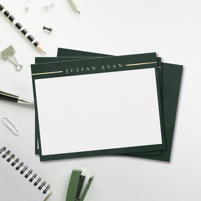Cartão De Notas Elegant Emerald Green Gold Detail Professional (Elegant Emerald Green Gold Detail Professional Note Card)