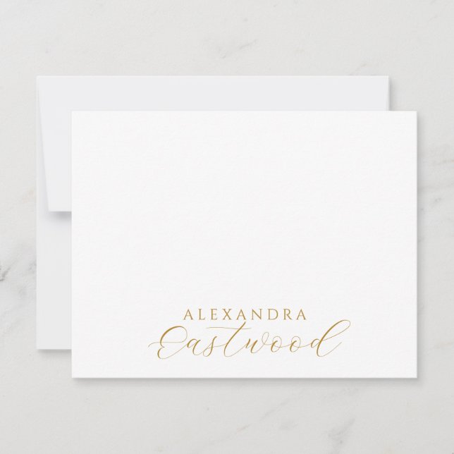 Cartão De Notas Elegant Gold Script Name Typography (Frente)