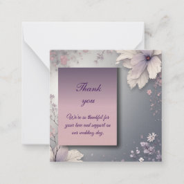 Cartão De Notas Elegant Gray Floral Thank You Card