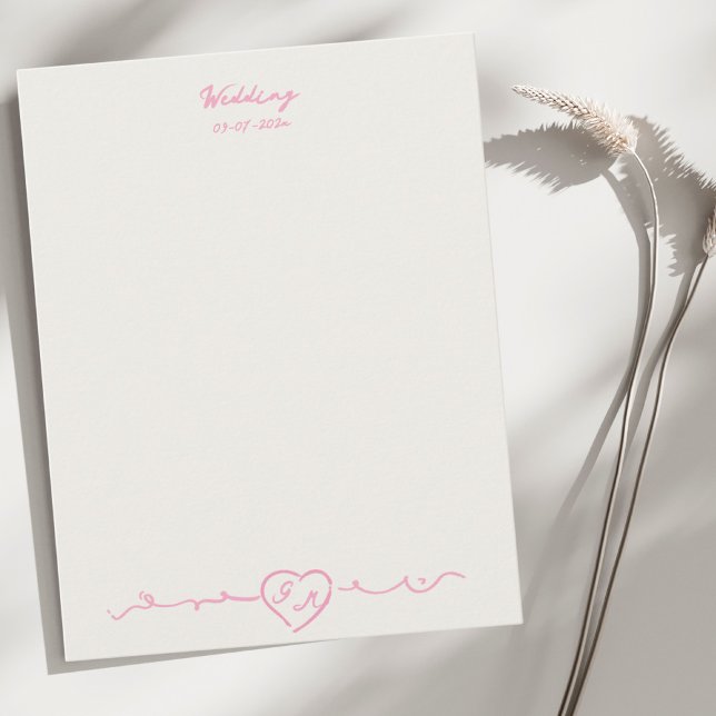 Cartão De Notas Elegant Handpainted Heart Wedding Note Card (Criador carregado)