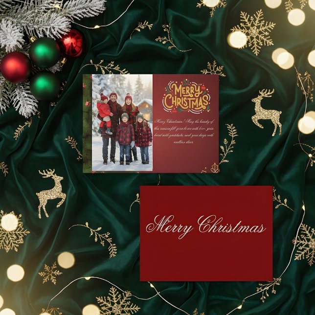 Cartão De Notas Elegant Merry Christmas Card 2026 | Holiday Greeti (Criador carregado)