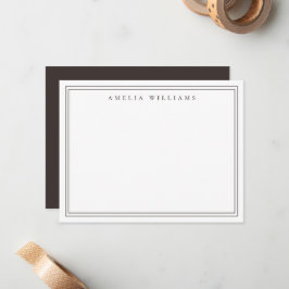 Cartão De Notas Elegant Minimalist Brown Two Border