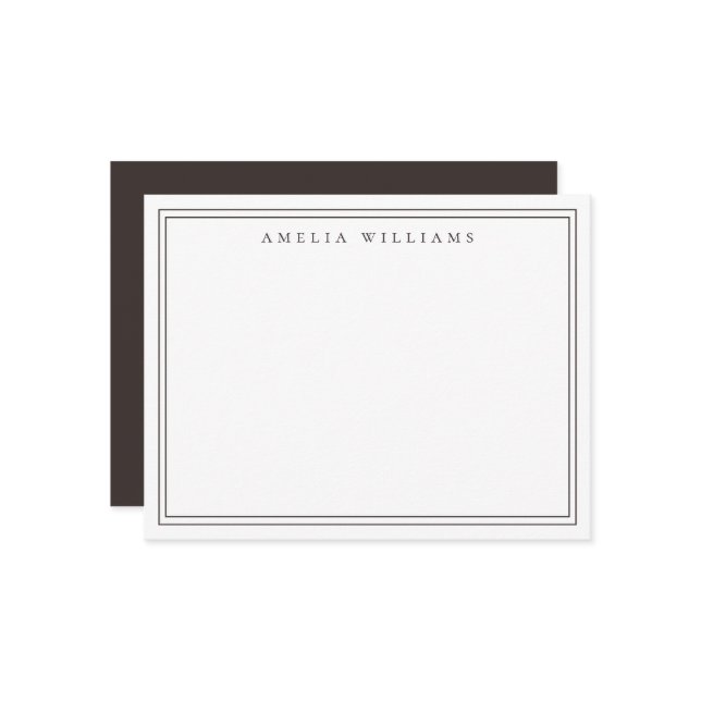 Cartão De Notas Elegant Minimalist Brown Two Border (Frente/Verso In Situ)