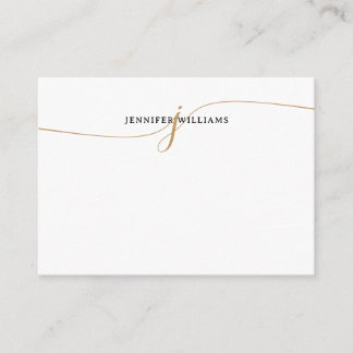 Cartão De Notas Elegant Minimalist Gold Calligraphy Monogram