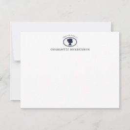 Cartão De Notas Elegant Navy Blue Cameo From The Desk Of Custom