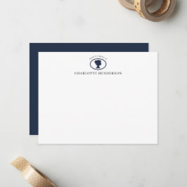 Cartão De Notas Elegant Navy Blue Cameo From The Desk Of Custom