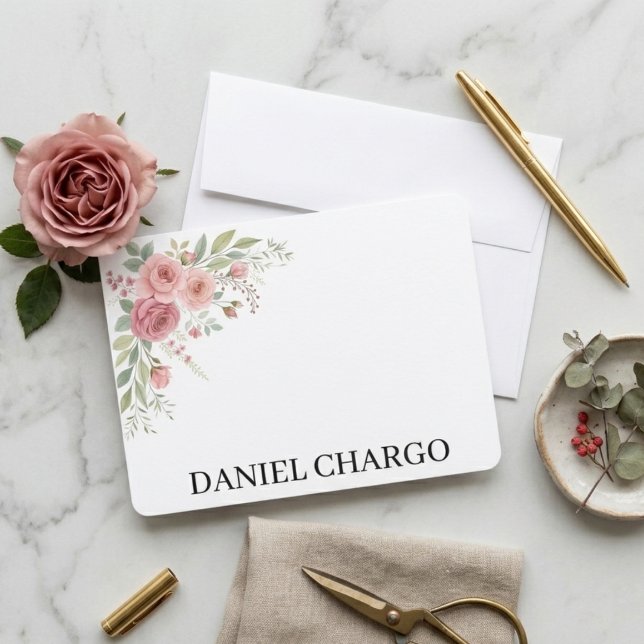 Cartão De Notas Elegant Personal Stationery Set Custom Name (Criador carregado)