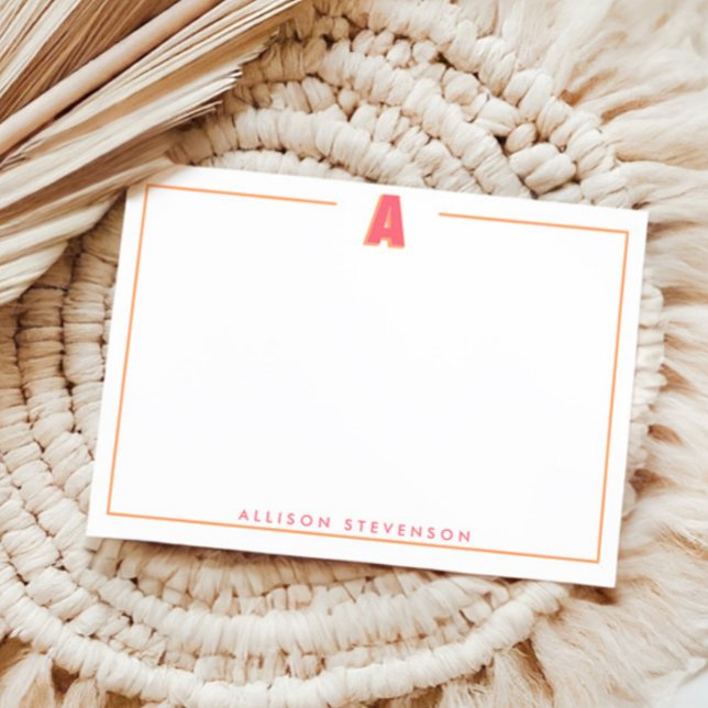 Cartão De Notas Elegant Personalized Monogram 3D Letter A Initial  (Criador carregado)