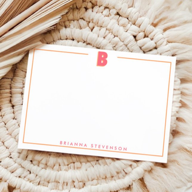 Cartão De Notas Elegant Personalized Monogram 3D Letter B Initial  (Criador carregado)