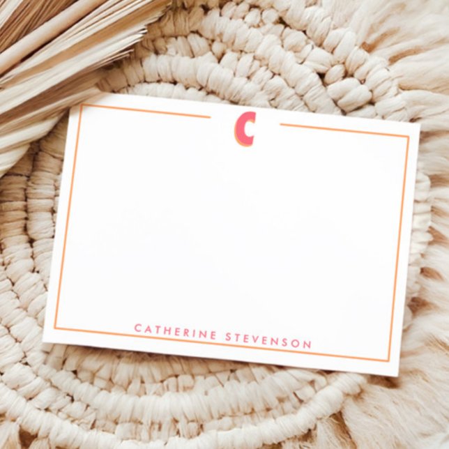 Cartão De Notas Elegant Personalized Monogram 3D Letter C Initial  (Criador carregado)