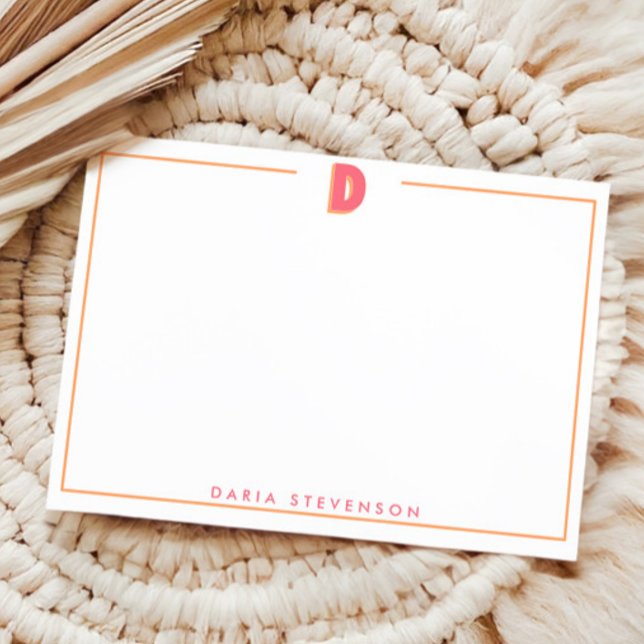 Cartão De Notas Elegant Personalized Monogram 3D Letter D Initial  (Criador carregado)