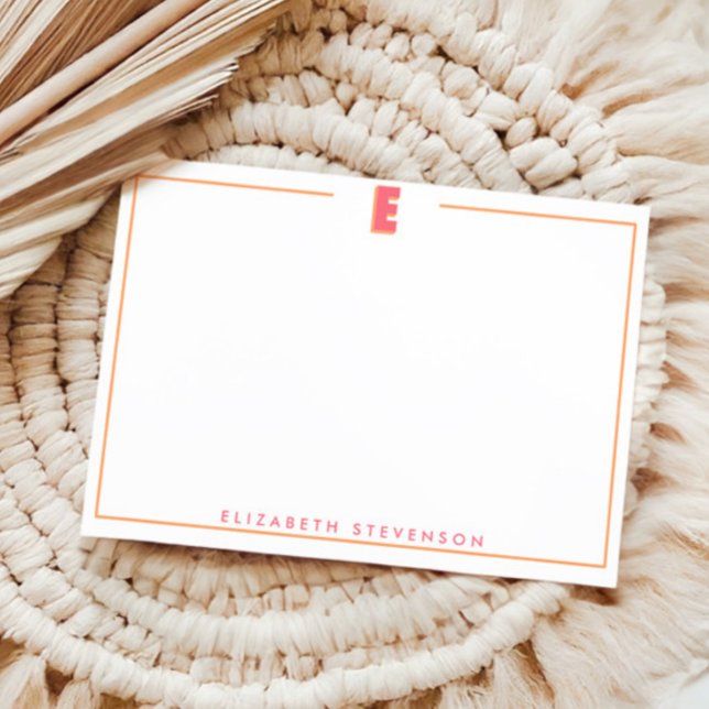 Cartão De Notas Elegant Personalized Monogram 3D Letter E Initial  (Criador carregado)
