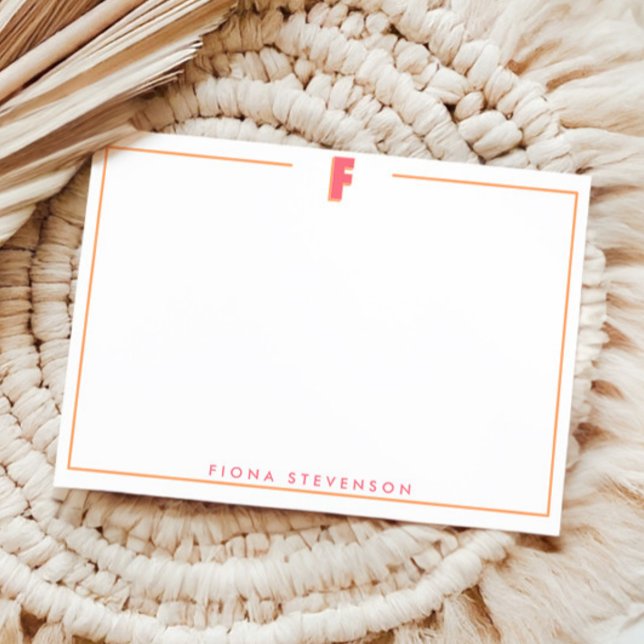 Cartão De Notas Elegant Personalized Monogram 3D Letter F Initial  (Criador carregado)