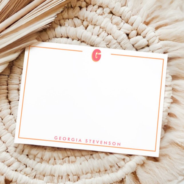 Cartão De Notas Elegant Personalized Monogram 3D Letter G Initial  (Criador carregado)