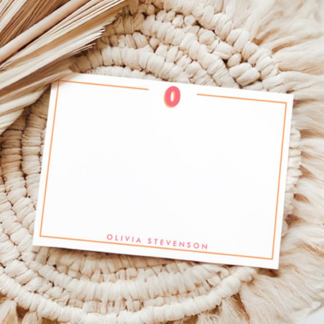 Cartão De Notas Elegant Personalized Monogram 3D Letter O Initial  (Criador carregado)