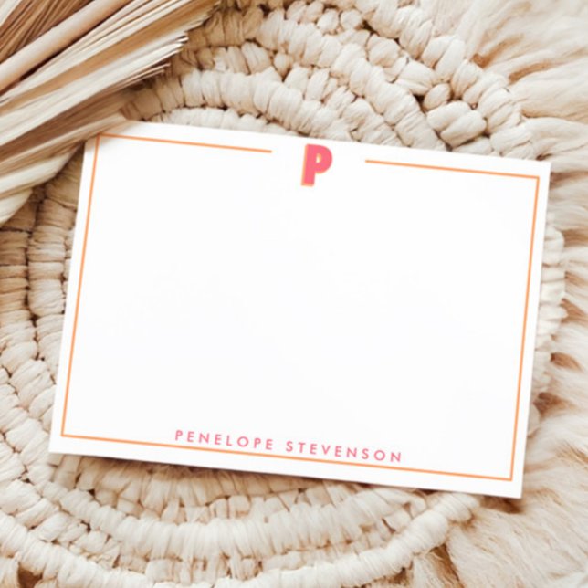 Cartão De Notas Elegant Personalized Monogram 3D Letter P Initial  (Criador carregado)