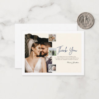 Cartão De Notas Elegant photo collage wedding Thank you