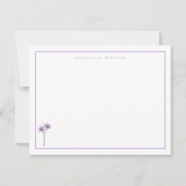 Cartão De Notas Elegant Purple Greenery Personalized  (Frente)