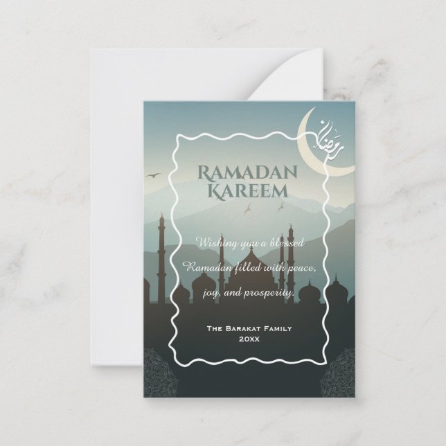 Cartão De Notas Elegant Ramadan Kareem Personalized Islamic greeti (Frente)