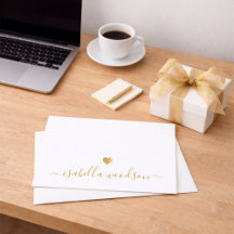 Elegant Script Name Faux Gold Foil Heart