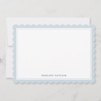 Cartão De Notas Elegant Simple Modern Pale Blue Scalloped Edge