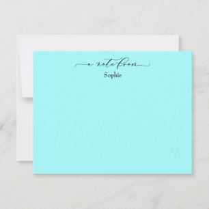 Cartão De Notas Elegante "A Note From", Simples em Aqua