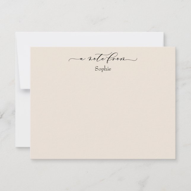 Cartão De Notas Elegante "A Note From", Simples em Creme (Frente)