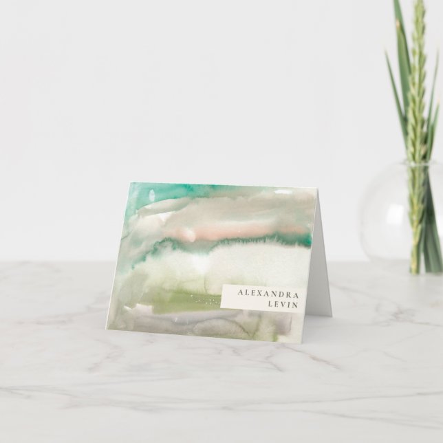 Cartão De Notas Elegante Abstrato Art Emerald Green (Frente)