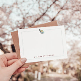 Cartão De Notas Elegante Aquarela de Ostra Costeira Personalizada