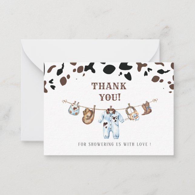 Cartão De Notas Elegante Aquarela Pequeno Vaqueiro Rodeio Country  (Frente)