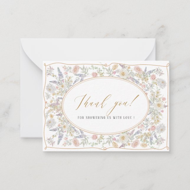 Cartão De Notas Elegante Aquarela retro flores chá de panela (Frente)