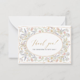 Cartão De Notas Elegante Aquarela retro flores chá de panela