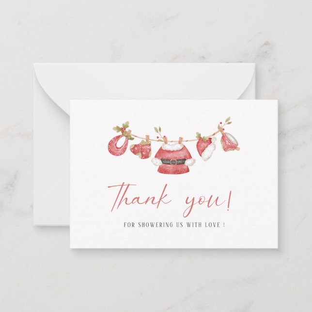 Cartão De Notas Elegante AquarelaPequeno santa baby  Chá de bebê (Frente)