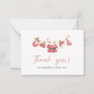 Cartão De Notas Elegante AquarelaPequeno santa bebê Chuveiro de b