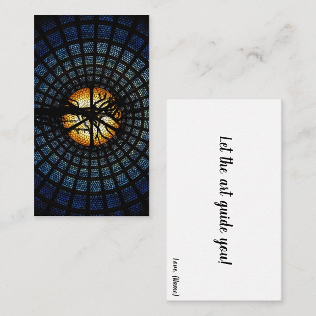 Cartão De Notas Elegante Azul "let the art guide you" Design (Frente/Verso)