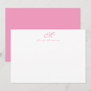 Cartão De Notas Elegante - Balé de Monograma com Script Girly Chi
