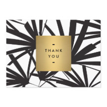 Elegante Black Palm Fronds Obrigado Notecard