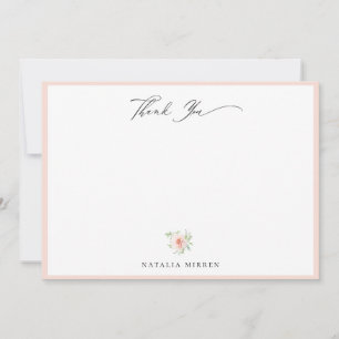 Cartão De Notas Elegante Blush Pink Floral Obrigado